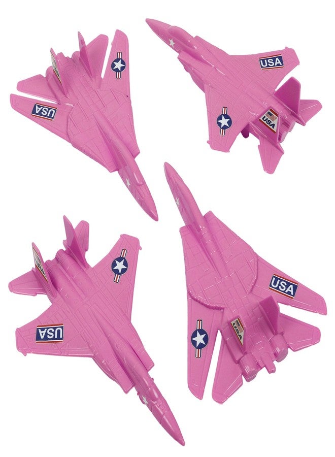 Tim Mee Toy TimMee Plastic Army Men Combat Fighter Jets - 4pc Pink Airplanes Made in USA - Image 1